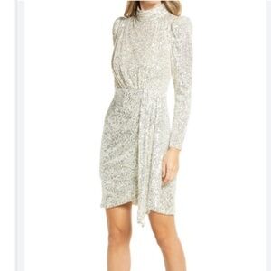Eliza J Sequin Long Sleeve Dress